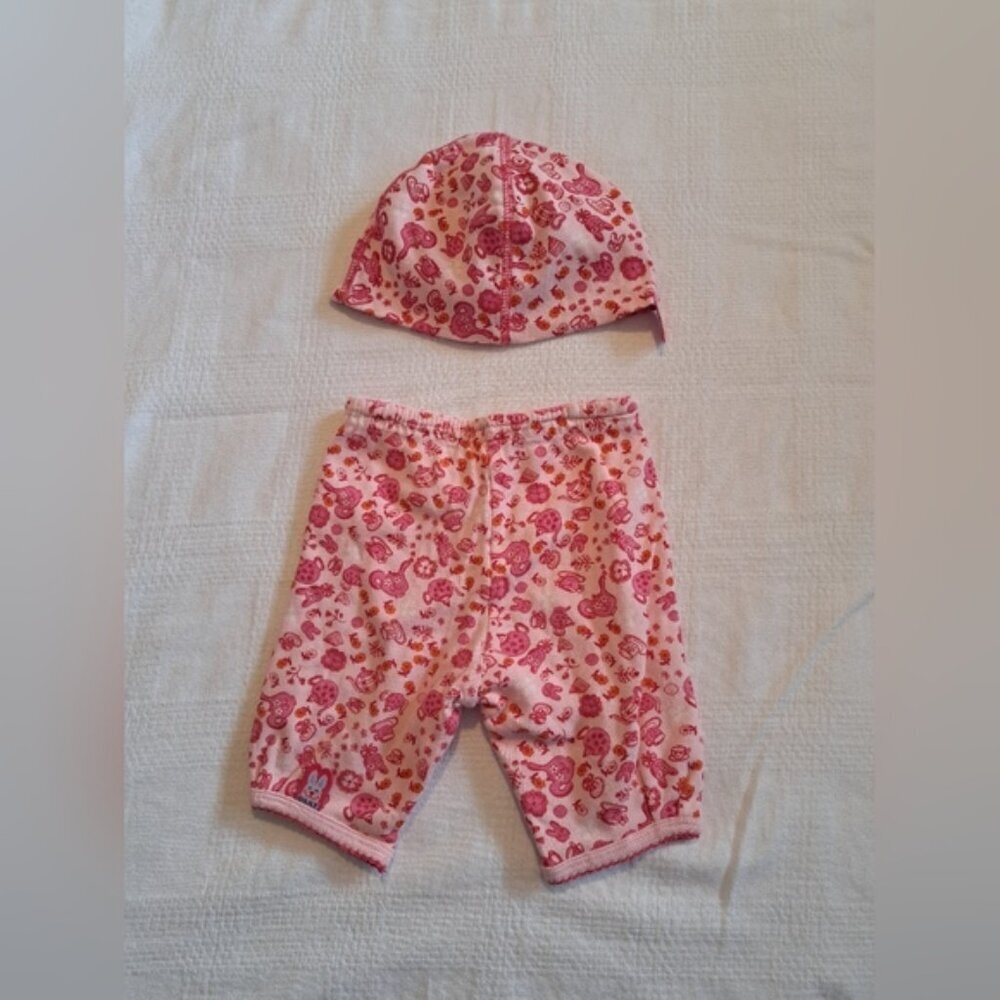 Oilily hat 43-46 & pants no tag both reversible pink & red EUC